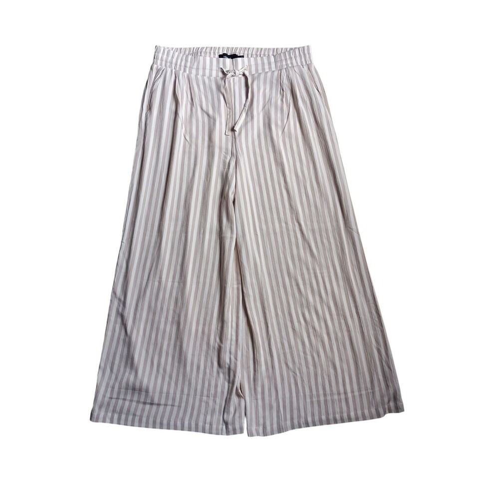 Torrid Pants Womens Sz 1X 14-16 Beige Stripe Wide Leg 37x29